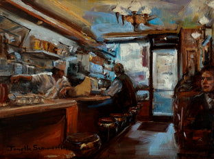 Original art for sale at UGallery.com | New York City Cafe by Jonelle Summerfield | $350 | oil painting | 9' h x 11' w | photo 1