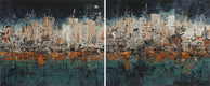 Original art for sale at UGallery.com | Return Engagement - Stone City Series by Patricia Oblack | $3,575 | mixed media artwork | 20' h x 47' w | thumbnail 1