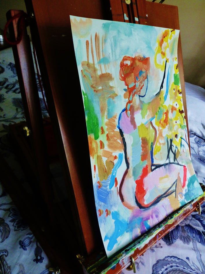 A Hippie in the Garden by Autumn Rose |  Side View of Artwork 