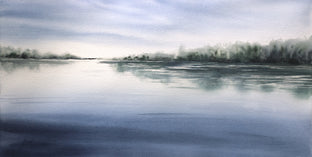 Original art for sale at UGallery.com | Evening Along the Potomac by Jill Poyerd | $1,100 | watercolor painting | 14' h x 28' w | photo 1
