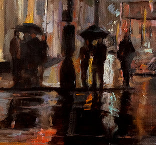 Original art for sale at UGallery.com | Rainy Night in Manhattan by Jonelle Summerfield | $400 | oil painting | 12' h x 12' w | photo 4