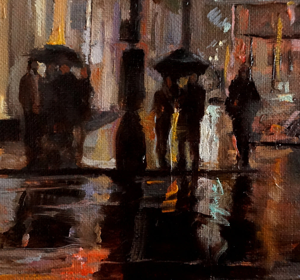 Rainy Night in Manhattan by Jonelle Summerfield |  Closeup View of Artwork 