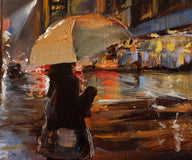 Original art for sale at UGallery.com | Rainy Night in Manhattan III by Jonelle Summerfield | $500 | oil painting | 12' h x 12' w | thumbnail 3