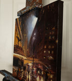 Original art for sale at UGallery.com | Rainy Night in Manhattan II by Jonelle Summerfield | $400 | oil painting | 12' h x 12' w | thumbnail 2