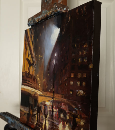 Rainy Night in Manhattan II by Jonelle Summerfield |  Side View of Artwork 