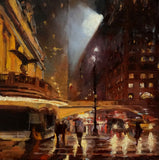 Original art for sale at UGallery.com | Rainy Night in Manhattan II by Jonelle Summerfield | $400 | oil painting | 12' h x 12' w | thumbnail 1