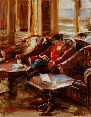 Original art for sale at UGallery.com | Reading by Jonelle Summerfield | $500 | oil painting | 14' h x 11' w | photo 1