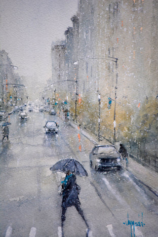 Rain Changing to Snow by Judy Mudd |   Closeup View of Artwork 