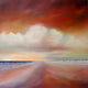 Original art for sale at UGallery.com | Red Sky Beach by Nancy Hughes Miller | $1,675 | oil painting | 36' h x 36' w | thumbnail 1