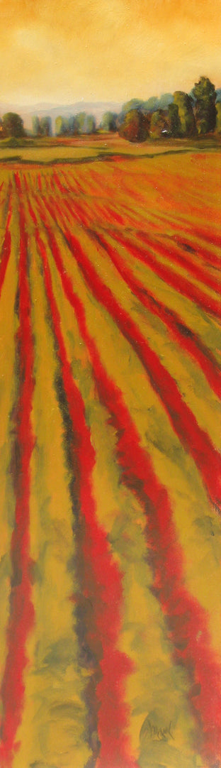Original art for sale at UGallery.com | Red FIeld XI by Mandy Main | $400 | oil painting | 24' h x 7' w | photo 1
