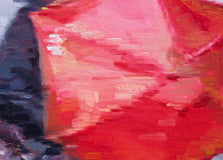 Original art for sale at UGallery.com | Red Umbrella In Paris by Warren Keating | $550 | oil painting | 11' h x 14' w | thumbnail 2