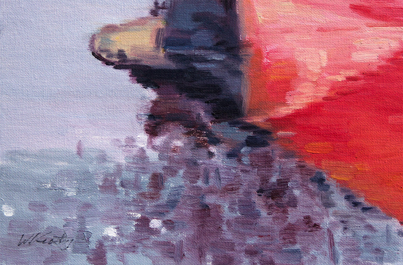 Red Umbrella In Paris by Warren Keating |  Context View of Artwork 