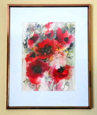 Original art for sale at UGallery.com | Poppies en Masse V by Karin Johannesson | $350 | watercolor painting | 15' h x 11' w | photo 3