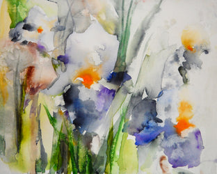 Blue Irises by Karin Johannesson |  Side View of Artwork 