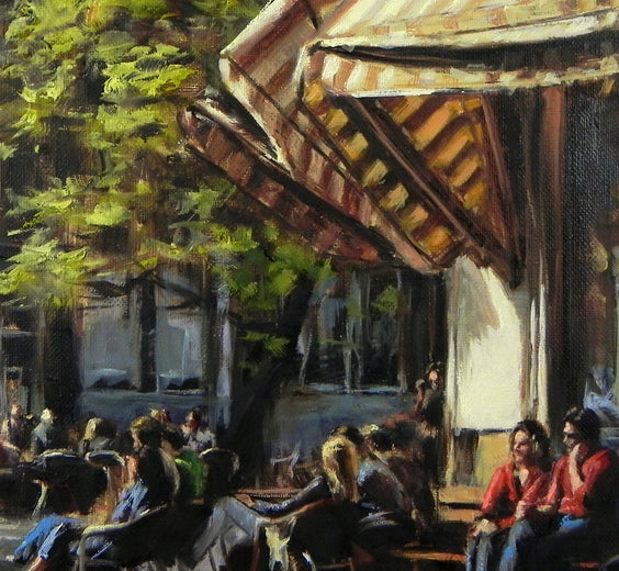 Sidewalk Cafe in Paris by Jonelle Summerfield |   Closeup View of Artwork 