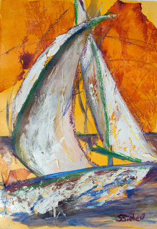 Original art for sale at UGallery.com | Sail Away IV by Sharon Sieben | $375 | oil painting | 18' h x 12' w | photo 1
