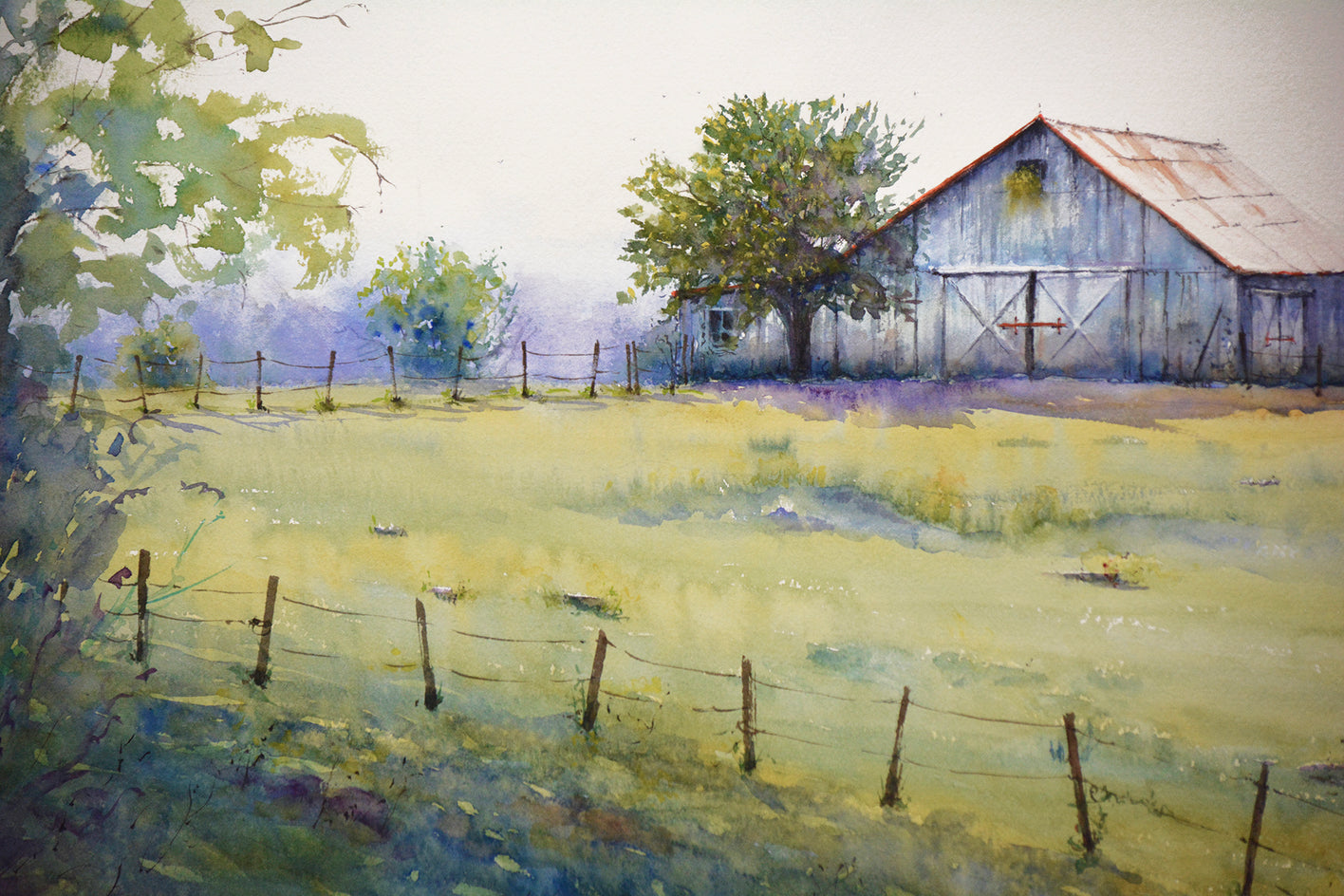 Spring Farm by Judy Mudd |  Closeup View of Artwork 