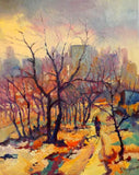Original art for sale at UGallery.com | Late Fall in the Park by Suren Nersisyan | $950 | oil painting | 28' h x 22' w | thumbnail 1