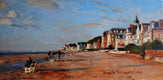 Original art for sale at UGallery.com | Trouville Beach by Jonelle Summerfield | $450 | oil painting | 6' h x 12' w | thumbnail 1