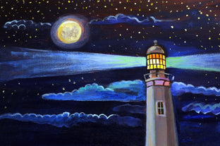 Original art for sale at UGallery.com | The Lighthouse by Kira Yustak | $1,075 | acrylic painting | 36' h x 24' w | photo 4