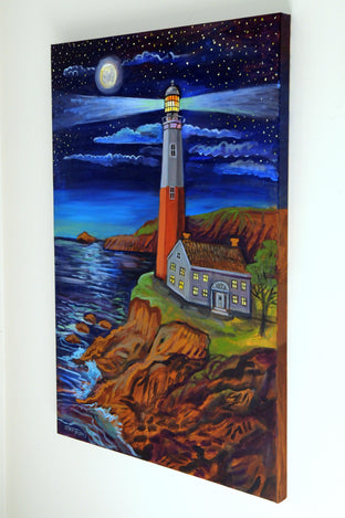 Original art for sale at UGallery.com | The Lighthouse by Kira Yustak | $1,075 | acrylic painting | 36' h x 24' w | photo 2