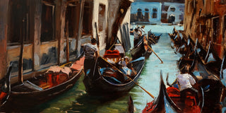 Original art for sale at UGallery.com | Venetian Tour III by Jonelle Summerfield | $700 | oil painting | 12' h x 24' w | thumbnail 1