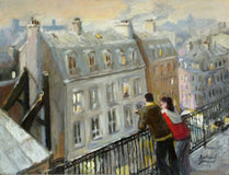 Original art for sale at UGallery.com | View From a Balcony by Bertrand Girard | $2,225 | mixed media artwork | 18' h x 23' w | thumbnail 1