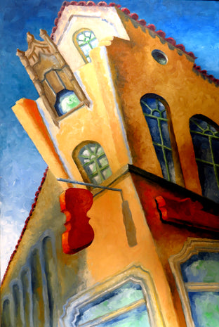 Original art for sale at UGallery.com | Violin Shop by Mitchell Freifeld | $650 | oil painting | 30' h x 20' w | photo 1