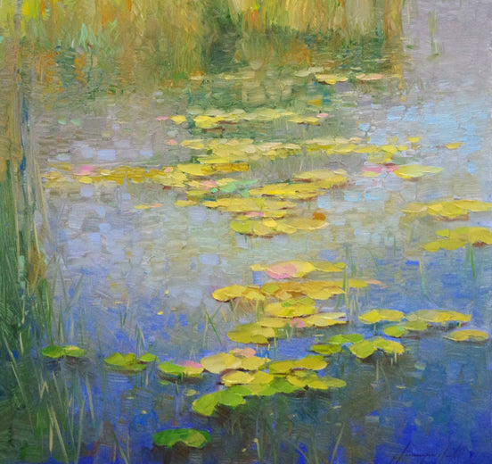 Waterlilies by Vahe Yeremyan |  Side View of Artwork 