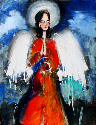 Original art for sale at UGallery.com | Angel of the Bright Blue Sky by Scott Dykema | $675 | mixed media artwork | 24' h x 18' w | photo 1