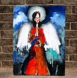 Original art for sale at UGallery.com | Angel of the Bright Blue Sky by Scott Dykema | $675 | mixed media artwork | 24' h x 18' w | thumbnail 4