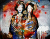Original art for sale at UGallery.com | A Couple Geishas by Scott Dykema | $5,000 | mixed media artwork | 48' h x 60' w | thumbnail 1