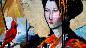 Original art for sale at UGallery.com | New Day Geisha by Scott Dykema | $5,000 | mixed media artwork | 60' h x 48' w | thumbnail 2