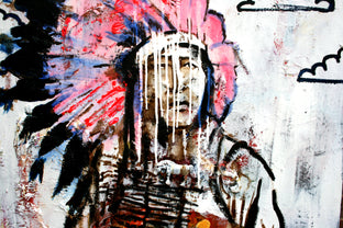 Original art for sale at UGallery.com | A Pink Headdress by Scott Dykema | $1,775 | mixed media artwork | 36' h x 36' w | photo 3