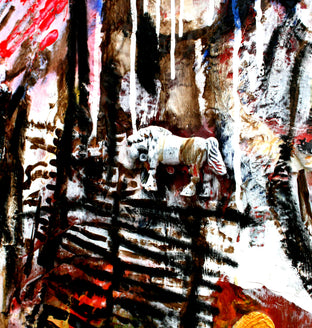 Original art for sale at UGallery.com | A Pink Headdress by Scott Dykema | $1,775 | mixed media artwork | 36' h x 36' w | photo 2