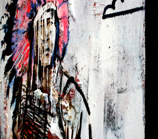 Original art for sale at UGallery.com | A Pink Headdress by Scott Dykema | $1,775 | mixed media artwork | 36' h x 36' w | photo 4