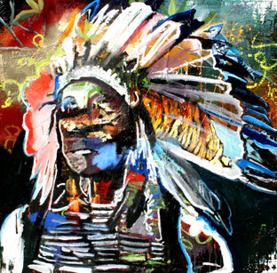 Original art for sale at UGallery.com | A Tiger Striped Feather by Scott Dykema | $3,475 | mixed media artwork | 45' h x 45' w | photo 1