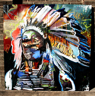 Original art for sale at UGallery.com | A Tiger Striped Feather by Scott Dykema | $3,475 | mixed media artwork | 45' h x 45' w | photo 3