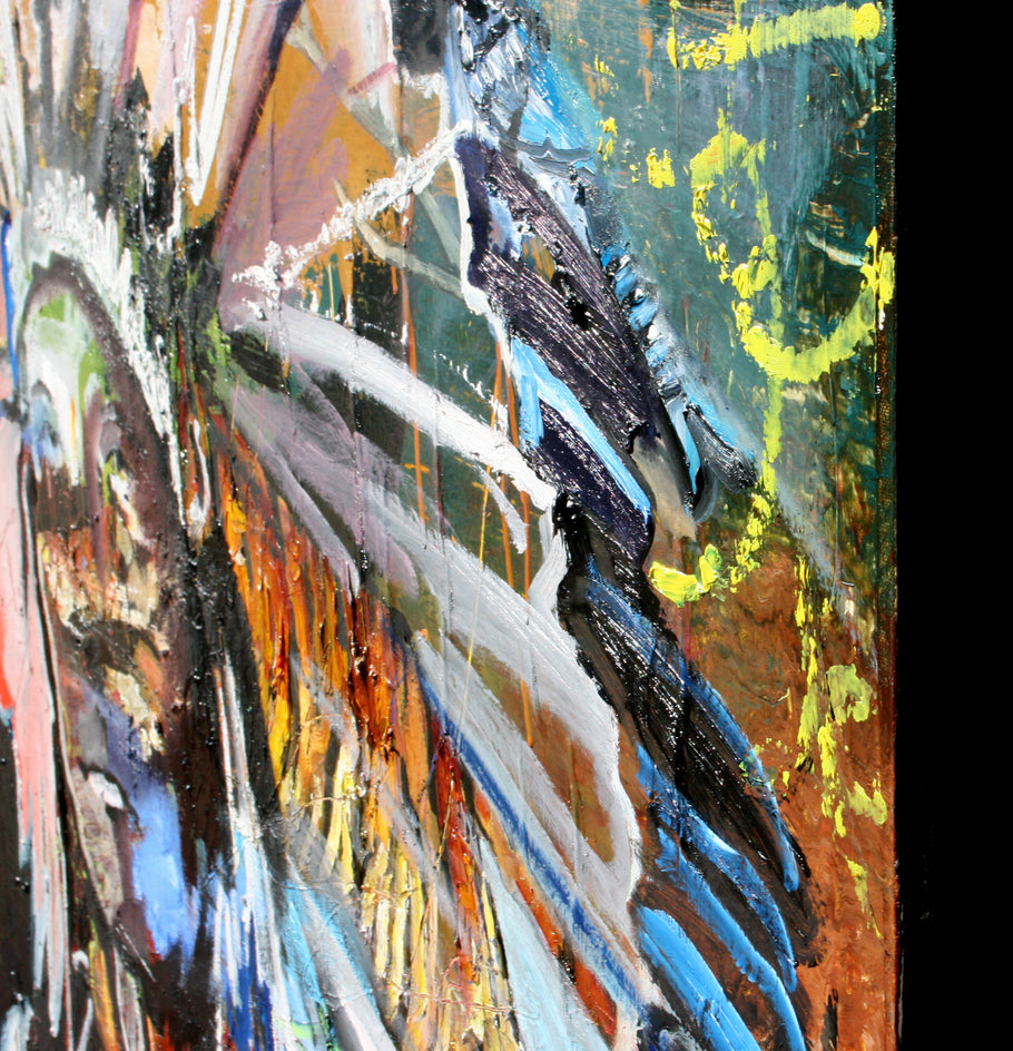 A Tiger Striped Feather by Scott Dykema |  Closeup View of Artwork 