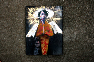 Angel in Red and Gold Decorated with Silver by Scott Dykema |   Closeup View of Artwork 
