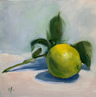 Original art for sale at UGallery.com | Single Lime on a Branch by Malia Pettit | $425 | oil painting | 8' h x 8' w | photo 1
