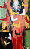 Original art for sale at UGallery.com | A Bird Girl by Scott Dykema | $3,250 | mixed media artwork | 48' h x 30' w | thumbnail 1