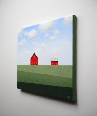 Original art for sale at UGallery.com | Red Barn - Banded Fields by Sharon France | $600 | acrylic painting | 11' h x 14' w | photo 4