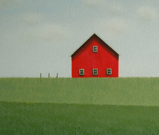 Original art for sale at UGallery.com | Red Barn - Banded Fields by Sharon France | $600 | acrylic painting | 11' h x 14' w | photo 3