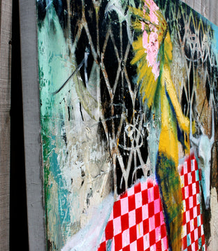 Original art for sale at UGallery.com | Pattern On Pattern Bull With Chief by Scott Dykema | $5,375 | mixed media artwork | 48' h x 48' w | photo 2