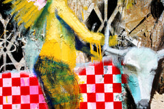 Original art for sale at UGallery.com | Pattern On Pattern Bull With Chief by Scott Dykema | $5,375 | mixed media artwork | 48' h x 48' w | thumbnail 3