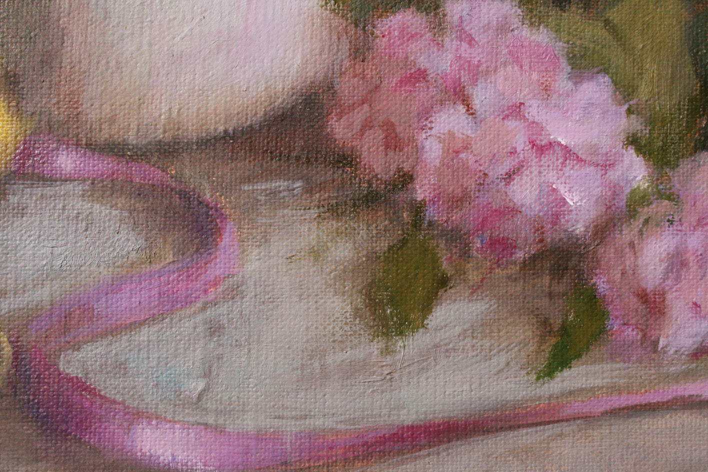 Tea and Posies by Lisa Nielsen |  Closeup View of Artwork 