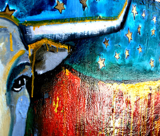Original art for sale at UGallery.com | A Colorful Beast by Scott Dykema | $7,075 | mixed media artwork | 48' h x 60' w | photo 2