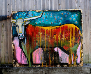 Original art for sale at UGallery.com | A Colorful Beast by Scott Dykema | $7,075 | mixed media artwork | 48' h x 60' w | photo 3