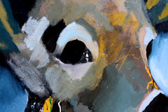 Original art for sale at UGallery.com | A Deer on Blue by Scott Dykema | $2,900 | mixed media artwork | 40' h x 30' w | thumbnail 2